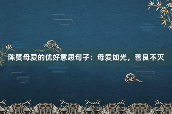 陈赞母爱的优好意思句子：母爱如光，善良不灭